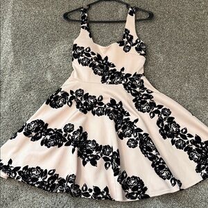 Sequin Hearts Pink and Black Floral Dress